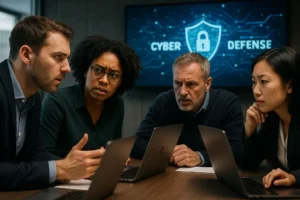 Gold Eagle initiative cybersecurity team reviewing vulnerability coordination data