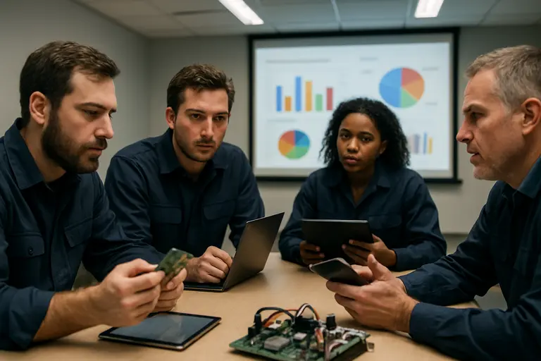 Technician checking server power equipment with a tablet