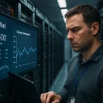 Data Center Energy Bill analysis with server racks and electrical planning documents