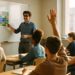 Students analyze data center grid costs using evidence cards and a classroom grid diagram