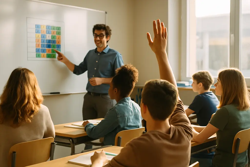 Students analyze data center grid costs using evidence cards and a classroom grid diagram