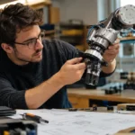 FCC robotics ban analysis with mobile robot parts and compliance documents on a workbench