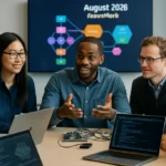 Open Weight AI policy notes beside a laptop in a classroom lab