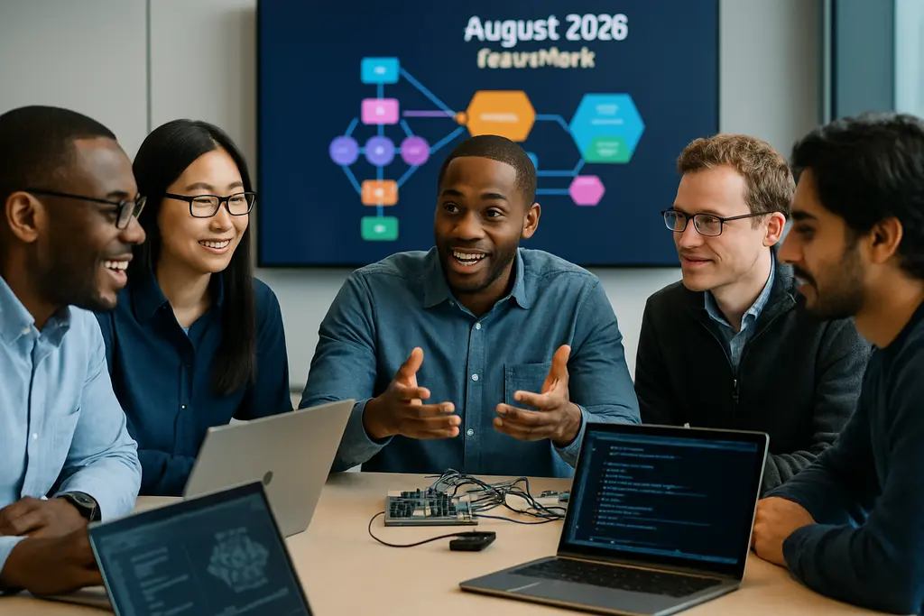 Open Weight AI policy notes beside a laptop in a classroom lab