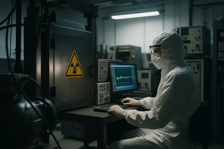 Radiation test chamber with electronics hardware prepared for evaluation